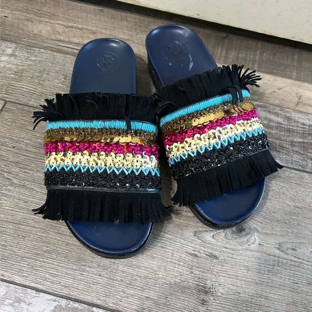 Tory Burch Isle Slide Embellished Slip-on Sandals slides